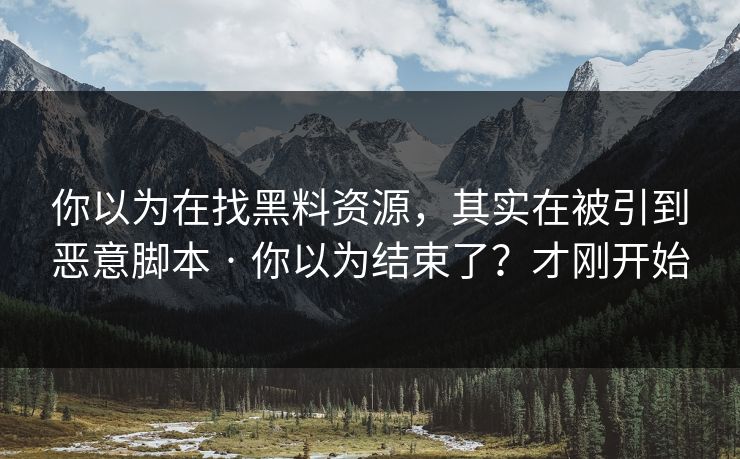 你以为在找黑料资源，其实在被引到恶意脚本 · 你以为结束了？才刚开始