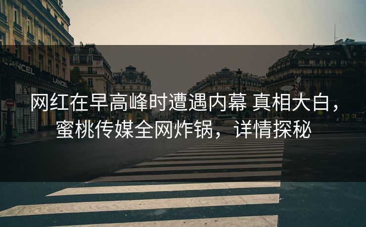 网红在早高峰时遭遇内幕 真相大白，蜜桃传媒全网炸锅，详情探秘