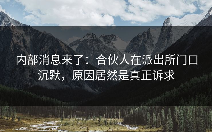 内部消息来了:合伙人在派出所门口沉默,原因居然是真正诉求 内部消息来了:合伙人在派出所门口沉默,原因居然是真正诉求