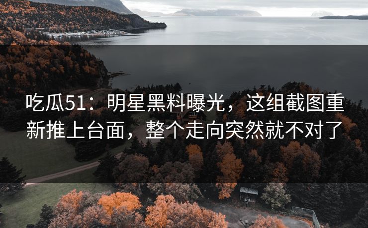 吃瓜51：明星黑料曝光，这组截图重新推上台面，整个走向突然就不对了