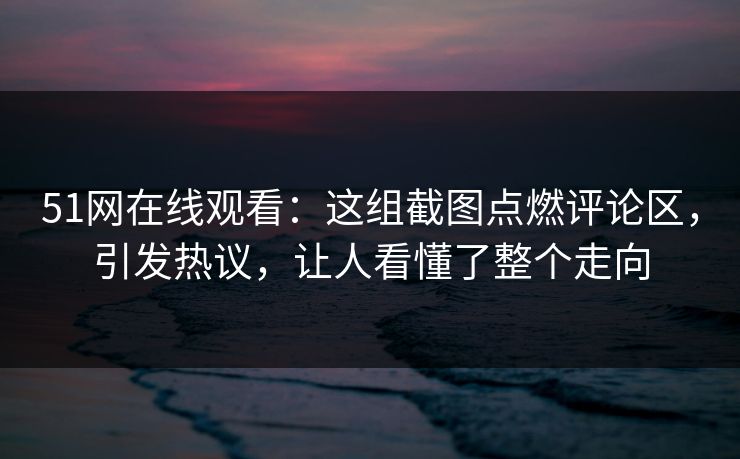 51网在线观看：这组截图点燃评论区，引发热议，让人看懂了整个走向